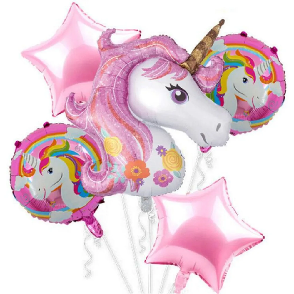 5pcs Unicorn Balloons Foil Birthday Balloon Unicorn Birthday Party