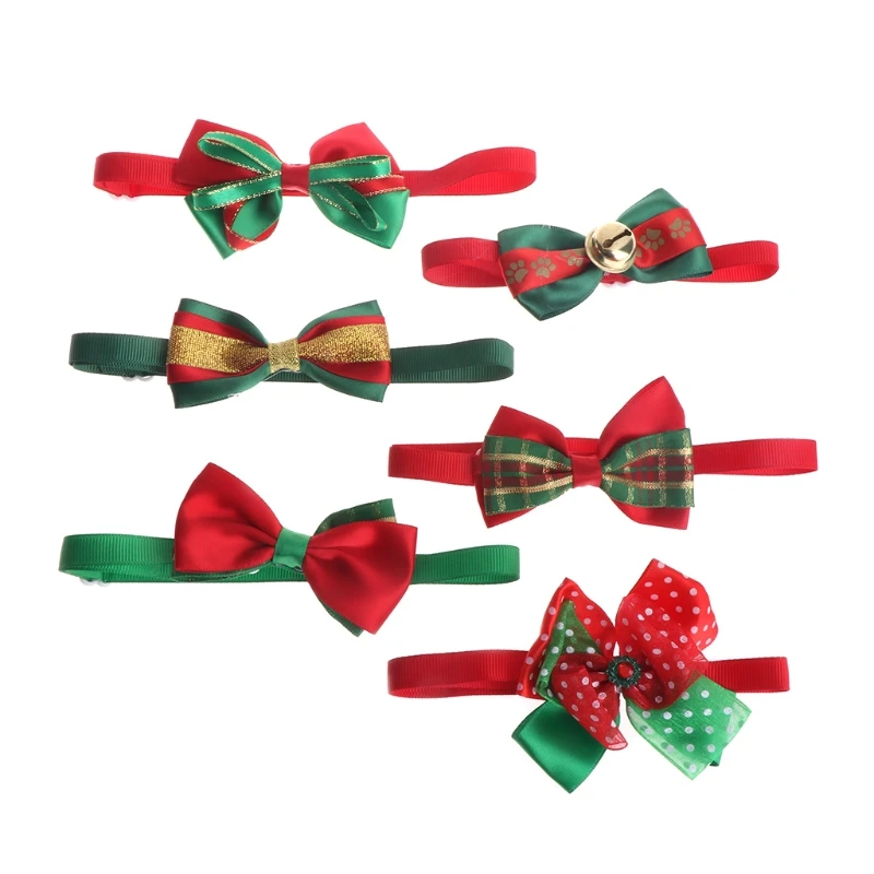 Christmas Santa Claus Pet Dog Cat Puppy Bell Bow Tie Adjustable Identify Necktie