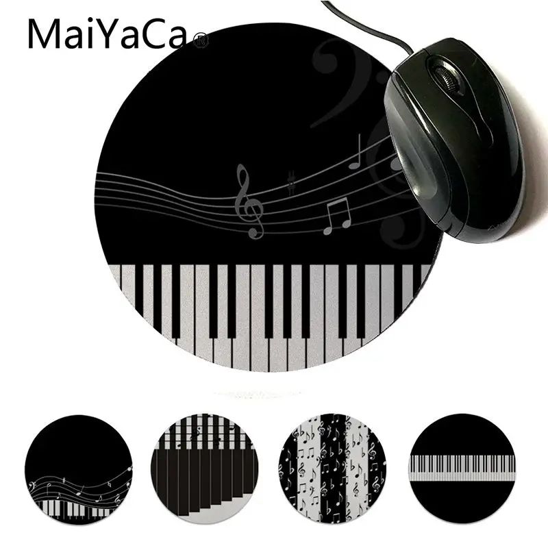 

MaiYaCa In Stocked Music Notes Piano Key gamer play mats Mousepad 3D Printing Gaming Durable Notebook Round Mouse Mat For lol