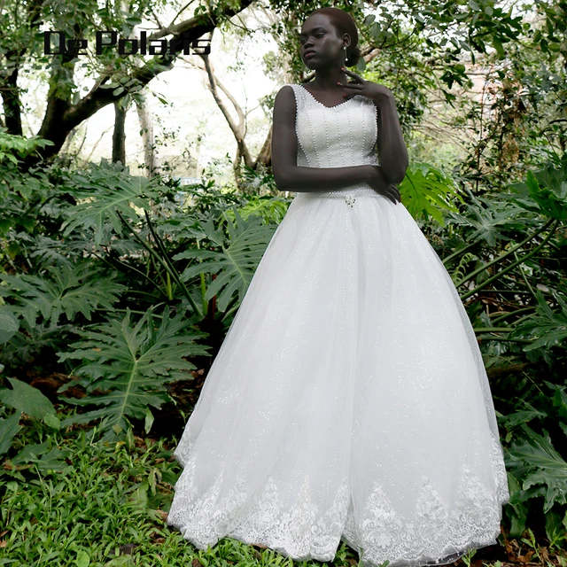 Cheap Wedding Dress V Neck Breading Wedding Dress 2018 Robe Mariee