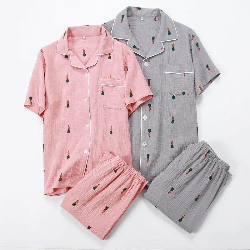 couples short sleeve shorts sleepwear summer (1)