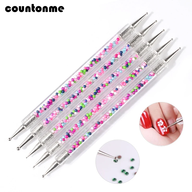 

5Pcs/Set Nail Art Dotting Pen UV Gel Painting Drawing Acrylic Caviar Candy Handle 2 Way Brush Decoration Manicure Dot Point Pen