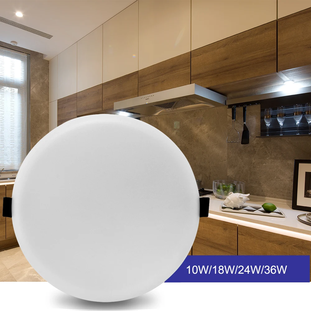 

New Hot LED Dimmable Recessed Ceiling Light Round White Frosted Surface Borderless Panel Lamp 10W/18W/24W/36W For Home lighting