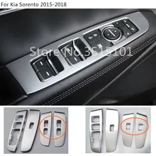 Auto ABS chrome bracciolo Corrimano interno porta Finestra di vetro interruttore del pannello di copertura cornice cornice 4 pz Per Kia Sorento 2015 2016 2017