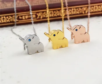 

YUNRUO 2020 Made by Titanium Steel Rose Gold Color Cute Elephant Pendant Necklace Woman Gift Jewelry Wholesale Free Shipping
