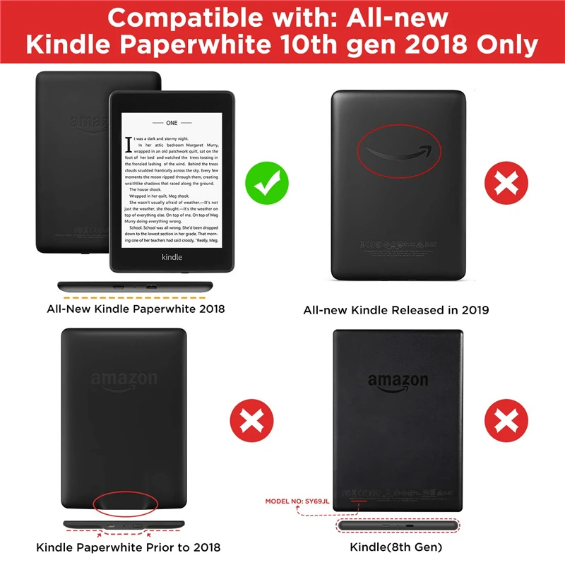 Смарт чехол с подставкой на запястье для нового Amazon Kindle Paperwhite 4 Магнитный флип 10th