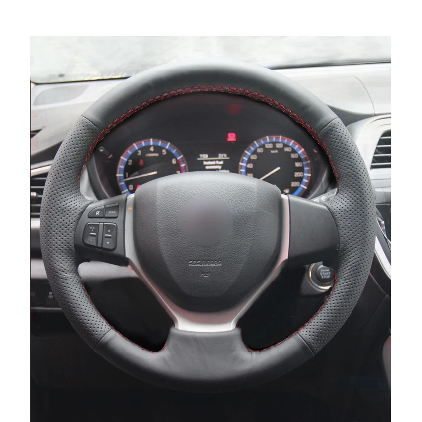 Рука сшитый черный искусственная кожа PU чехол рулевого колеса автомобиля для Suzuki CELERIO S-CROSS SX4 2013 Suzuki Vitara