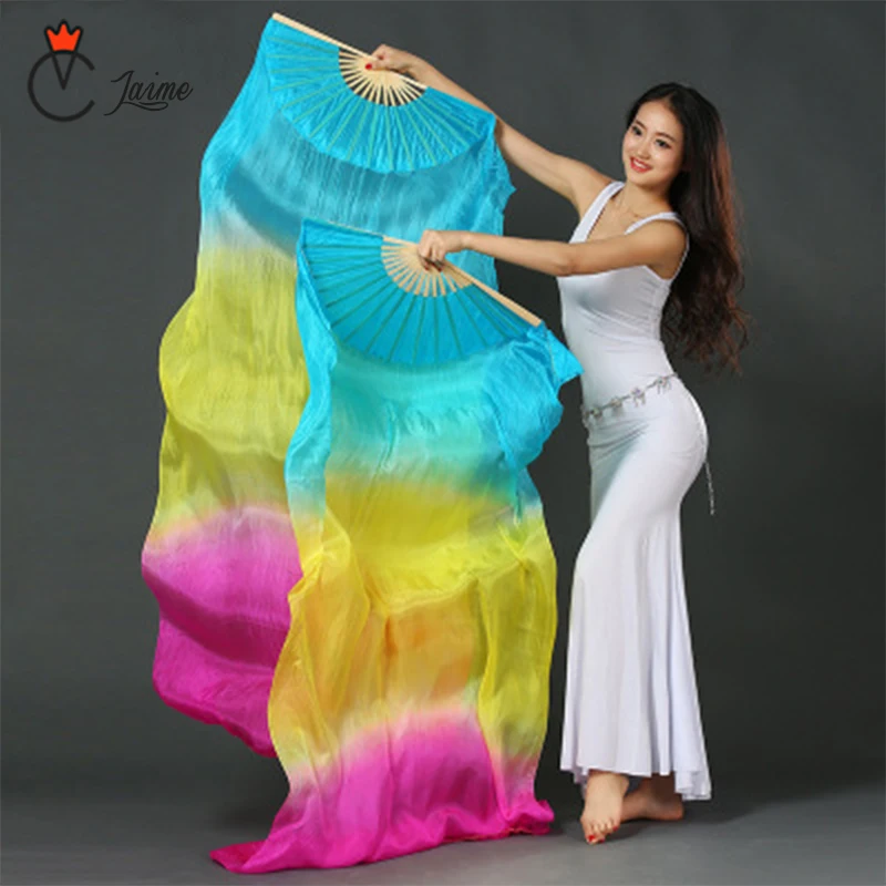 high quality 20 colors 100% silk veils dance fans belly dance fans bamboo ribs long silk fans Stage Performance Property props high quality 20 colors 100% silk veils dance fans belly dance fans bamboo ribs long silk fans Stage Performance Property props