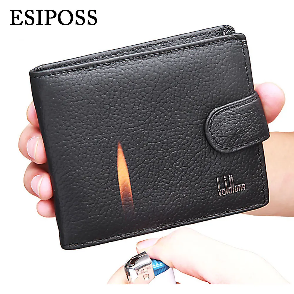 Hot!! New Mens Gentleman Black Real Genuine Leather Bifold Wallets Wallet Coin Purse Pouch ID Card Dollar Package With Coin Bag 