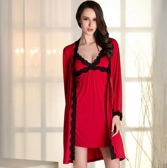 Women Lace Pajama Set Strap Dress Sleepwear Robes Set Twinset Nightwear ...