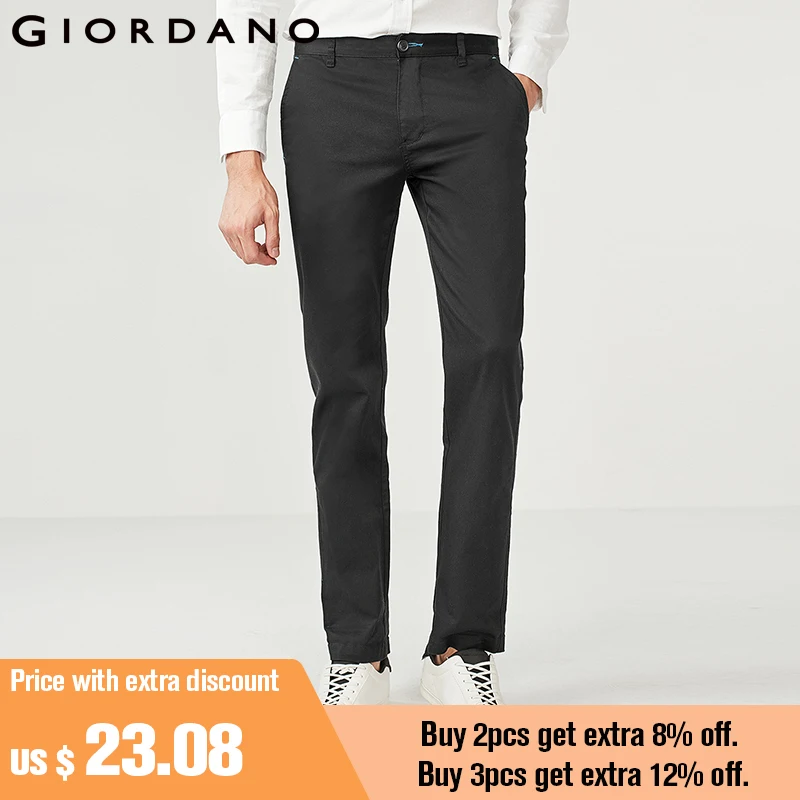 Giordano Men Khakis Twill Pants Ropa Casual Hombre Mid low Rise Khakis