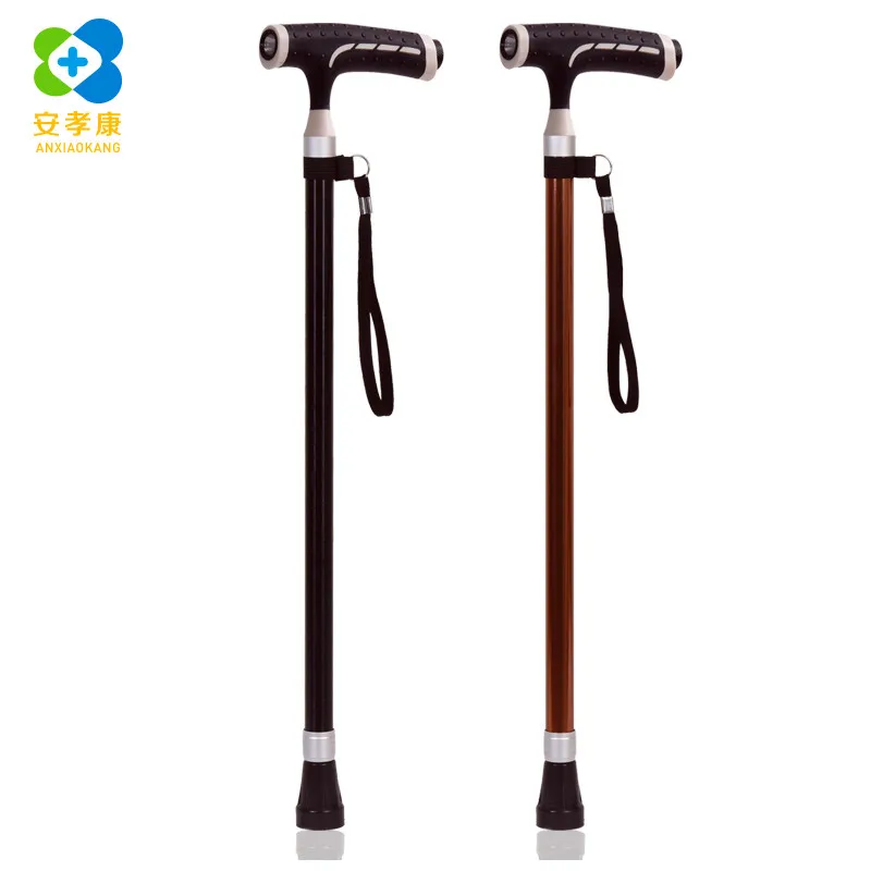 

ANXIAOKANG Safe and Reliable Old Man Crutches Non Slip Telescopic Led Lamp Multi-function T Handle Hiking Cane Telescopic Stick