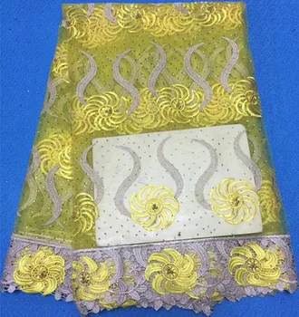 

High quality nigerian lace fabrics with stone 5yards african french lace fabric african lace fabric for wedding dress PL-Z45