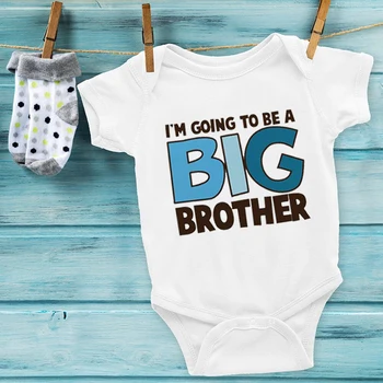 

Newborn Baby Boys Girls Short Sleeve Letter Print I'm Going To Be A Big Brother Cotton Romper Summer Baby Clothes Hot body baby