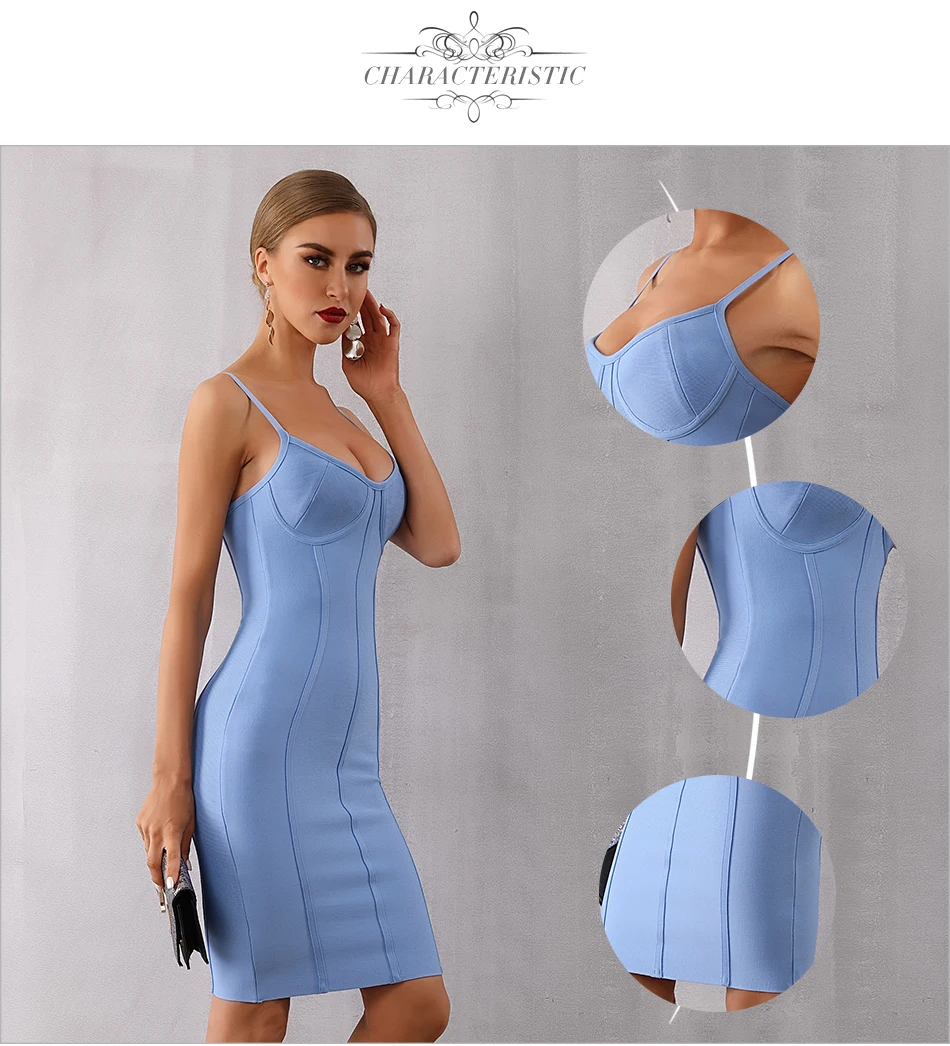 Blue Black White Strapless Bandage Bodycon Dress