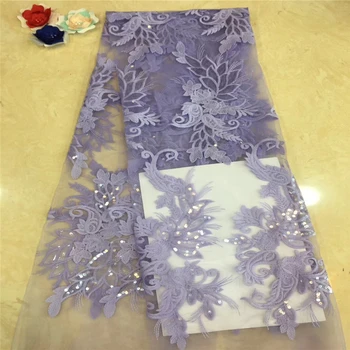 

VILLIEA Dubai Wholesale High Quality Latest Mesh African Lace Fabrics Lilac French Textile Lace Fabric For Garment Dress