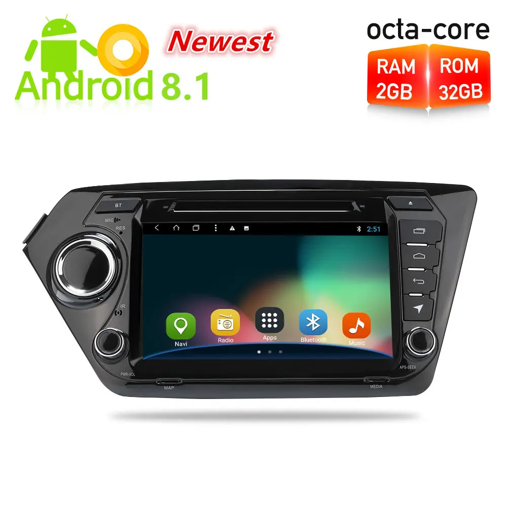 

8" Android 8.1 Car Radio GPS Navigation DVD Multimedia Player For Kia Rio K2 2010 2011 2012 2013 2014 2015 Auto Stereo Headunit