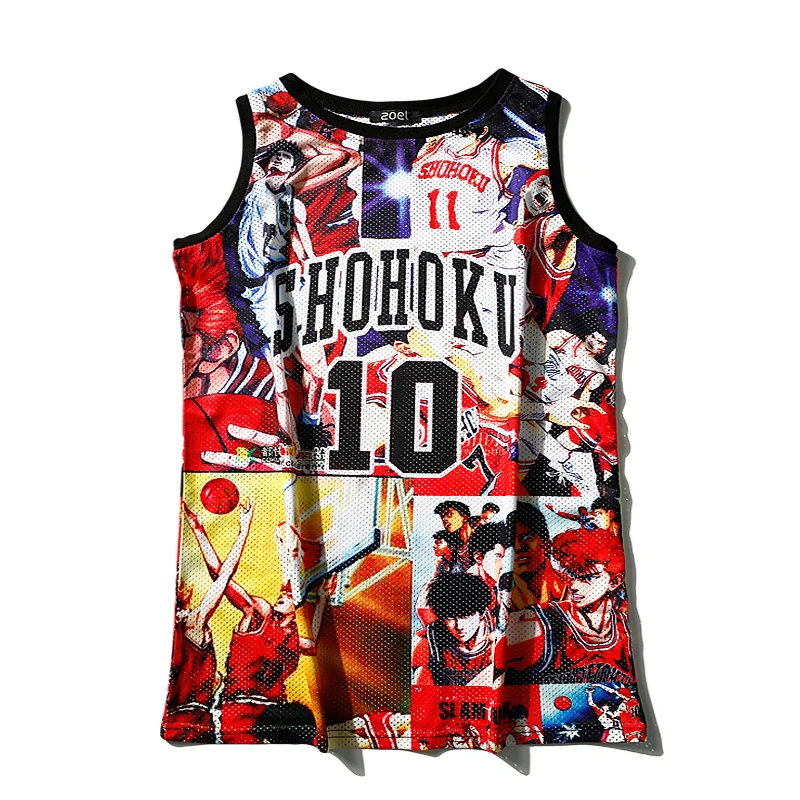 

Korean Version Bf Wind Loose Mesh Basketball Clothing Letter Sleeveless Vest Casual Long Section Comic Print T-shirt