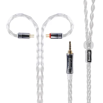 

Kinboofi 8 Core High pure Silver Plated Cable Single strand 119 core 2.5/3.5/4.4mm Balanced Cable For AS10 ZS10 ZST C10 C16 V90