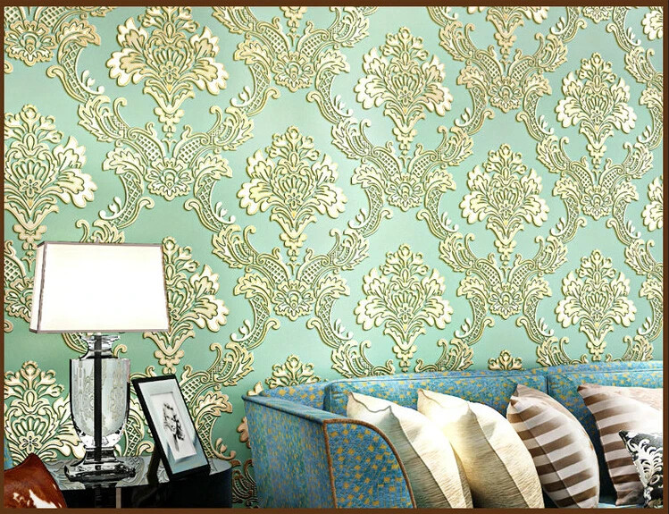 Us 39 8 Classic 3 D Damascus Style Wallpaper Rolls Patterned Mural Decoration For Living Room Bedroom Papel De Parede Wallpaper Rolls 3d In