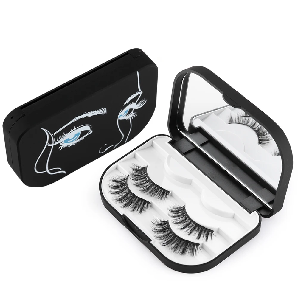 

1PC Folderable Plastic 3Pairs False Eyelashes Case Storage Mirror Magnetic Non Magnet Eye Lashes Box Organizer Makeup Tools