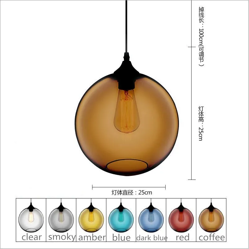 Современный круглый стеклянный подвесной светильник серого цвета прозрачный