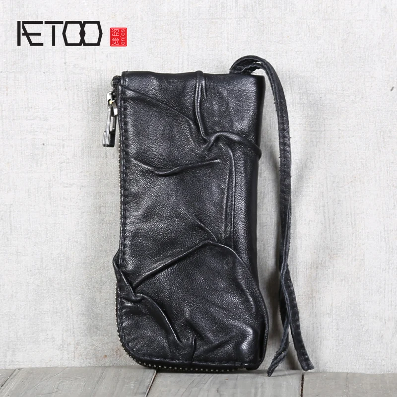 AETOO Handmade leather wallet head layer cowhide long Wallet | Багаж и сумки