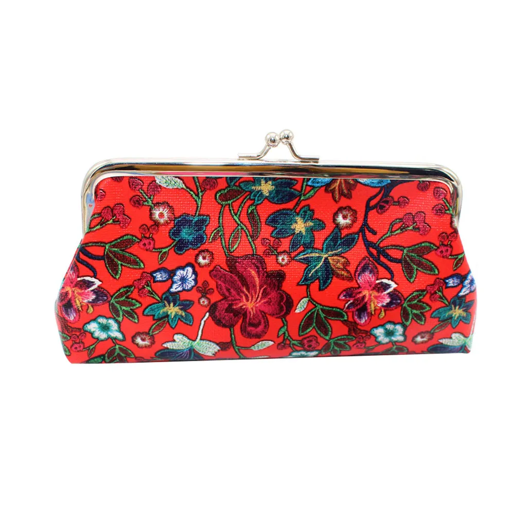 

Women Retro Printing Flower Leather Wallet Coin Purse Card Holders Handbag womens wallets and purses#P5
