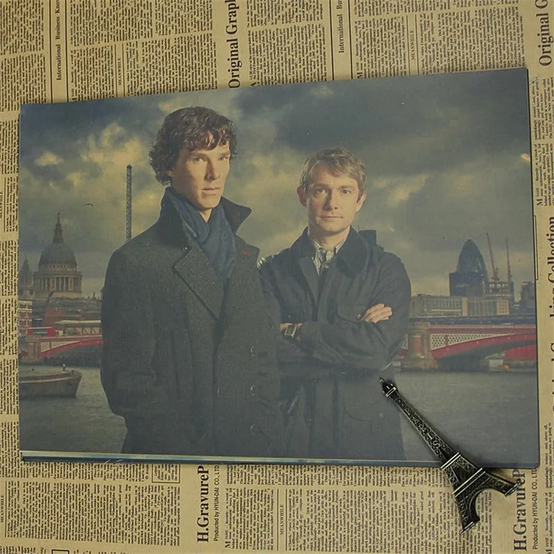 Наклейка на стену Шерлок Холмс ВИНТАЖНЫЙ ПЛАКАТ Ретро Бенедикт камбербатч плакаты серии наклейки на стену домашний декор 42*30 см