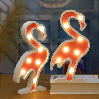 

Wooden Flamingo LED Night Light Novelty 3D Luminaria Cute Angel Plastic Lamp Nightlight Marquee Gift Baby Bedroom desk light