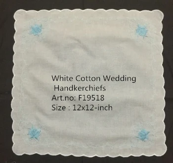 set-of-12-fashion-bridal-floral-handkerchiefs-white-cotton-hankie-with-scallop-edges-color-embroidery-hanky-12x12-inch