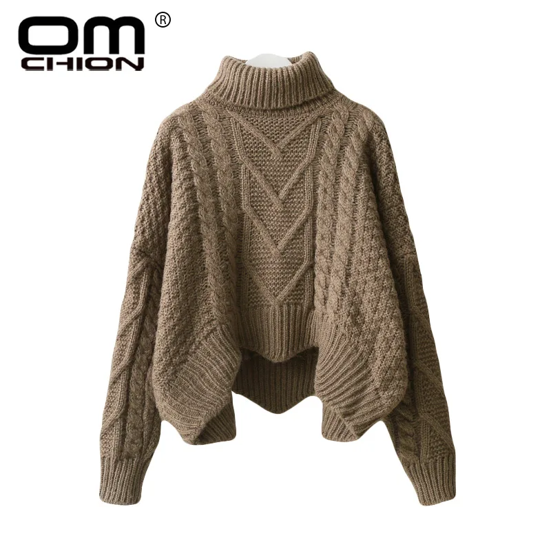 

OMCHION Sueter Mujer 2018 Winter Turtleneck Long Sleeve Women Sweaters And Pullovers Ugly Oversized Twist Thicken Pullover LMM69