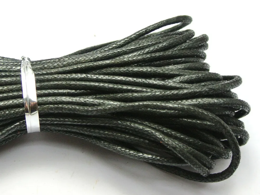 30 Meters Black Waxed Cotton Beading Cord Thread Line 2mm Jewelry