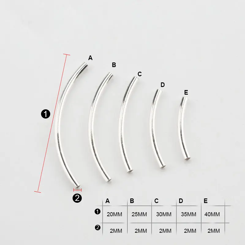 3 мм, 1 шт, серебряная изогнутая трубка, серебро 925 пробы, соединитель, серебряные Длинные бусины для браслета, модные ювелирные изделия, фурнитура для изготовления