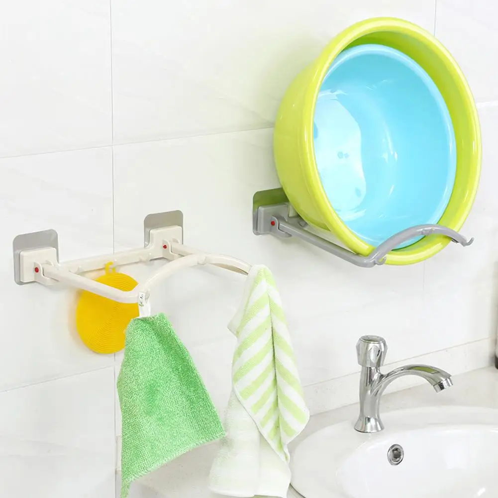 

Paste Automatic Rebound Bathroom Washbasin Racks Strong Nail-free Basin Washbasin Storage Shelf With 3 Hooks