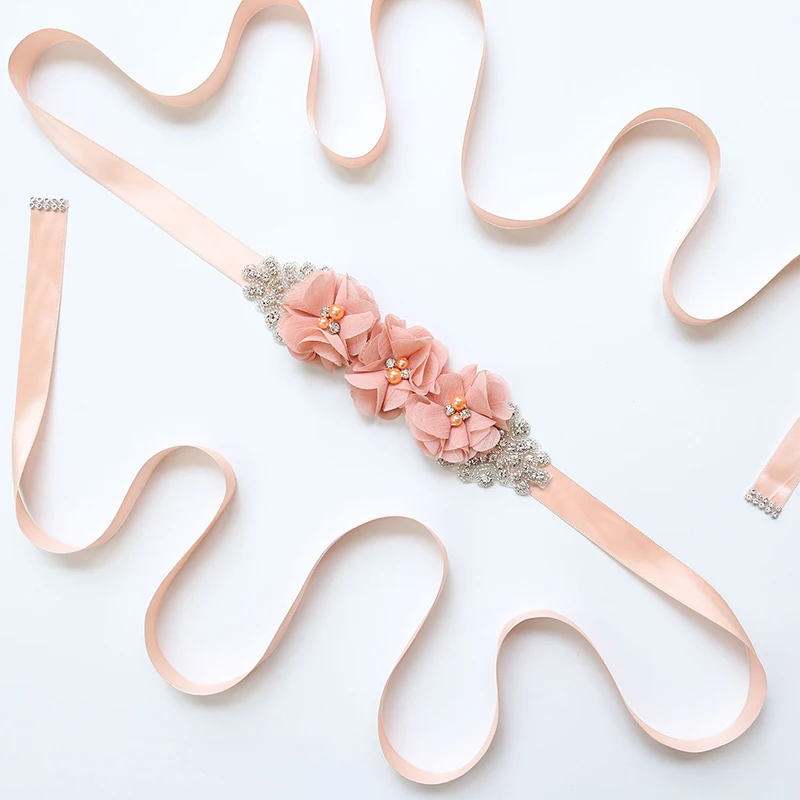 12 Цвет доступны 2019 Летняя мода свадебный цветок пояс невесты жемчуг бисером ручной работы с шифоновым цветком пояс-кушак для вечеринки