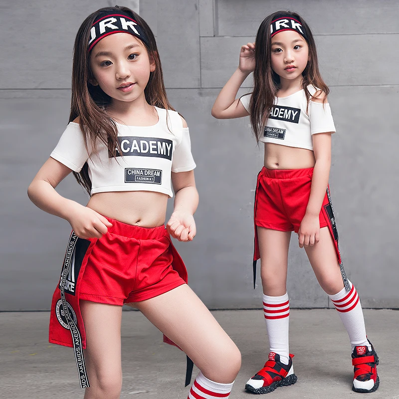 Girl Hip Hop Dance Costume Midriff baring Jazz Dance Costume Full Sets
