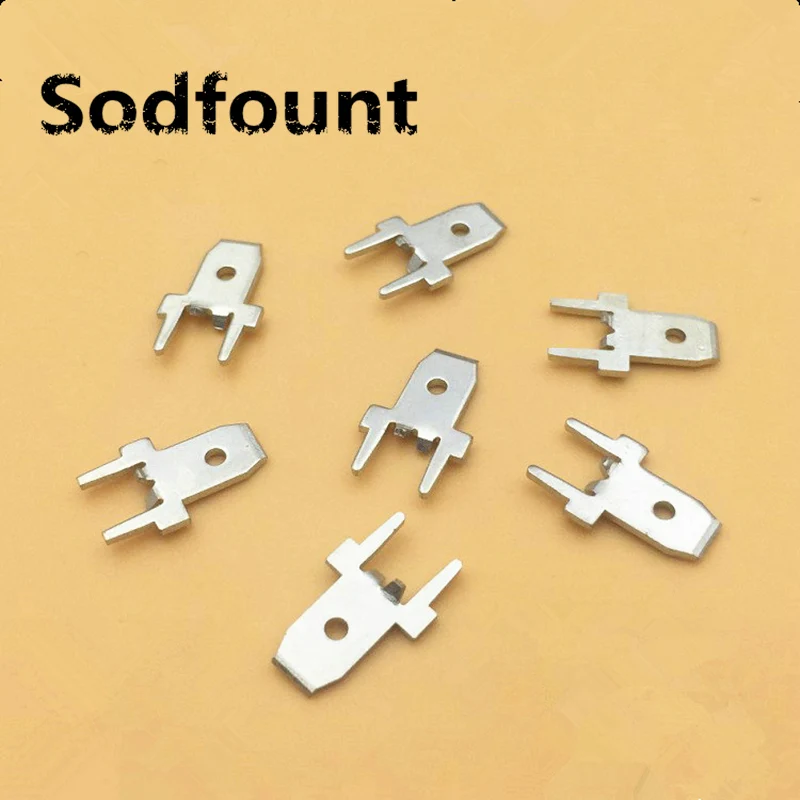 

100pcs 4.8 Inserts Plug Spring Terminal PCB Solder lug type thickness 0.8mm two legs,187 male Terminal PCB welding sheet