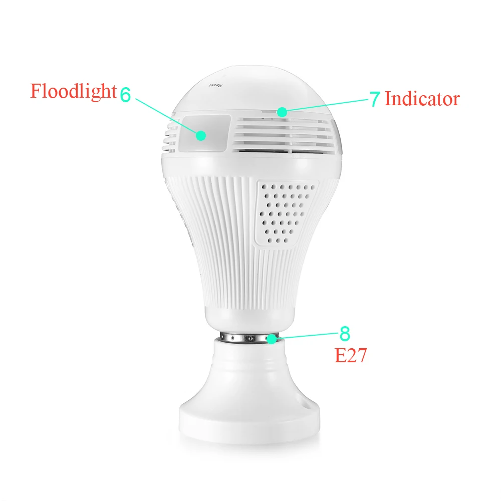 GADINAN 360 градусов панорамная камера 5MP 3MP 1080P 960P беспроводная WIFI с лампочкой Мини