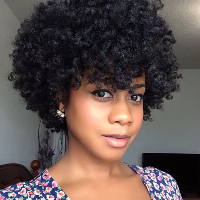 Natural Afro Wig Kinky Curly Wigs For Black Women Best Synthetic Female ...