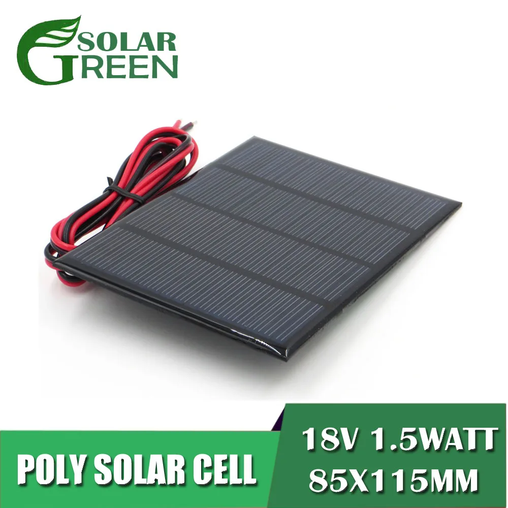 

1.5W 18V 1.5Watt Solar Panel Power Polycrystalline Silicon DIY 12Vdc Battery Charger Module Mini Solar Cell wire toy
