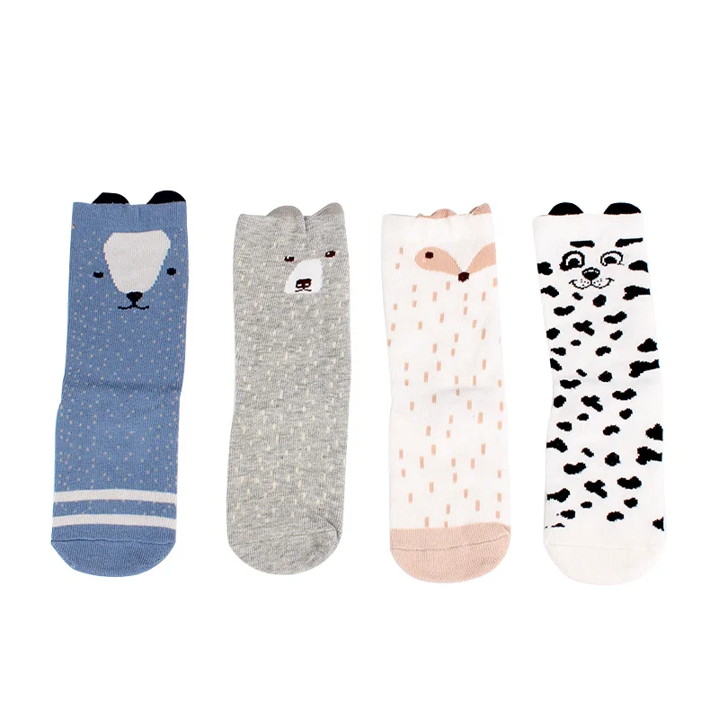 4 Pairs Cartoon Alpaca Kids Socks Animal Infant Cotton Socks Spring Autumn Baby Girls Boys Floor Socks Comfort Children Clothing (19)