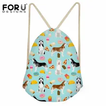 FORUDESIGNS/женская маленькая сумка на шнурке, рюкзак с рисунком хаски, сумка для девочек и мальчиков, детские дорожные пляжные мешки для хранения, сумка на шнурке