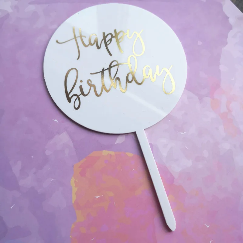 Золотые буквы "с днем рождения" Акриловые Топпер для торта круг красный прозрачный Топпер для кекса на день рождения украшения для торта для вечеринки