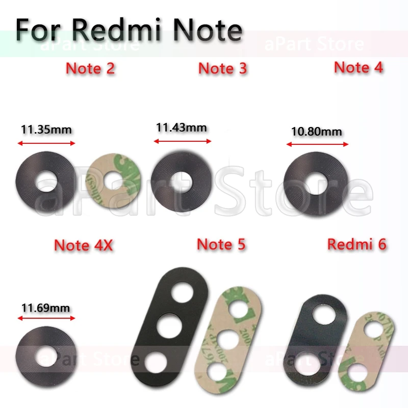 Оригинальное стекло для камеры Xiaomi Redmi Note 2 3 4 5 4x S2 5A 6 Plus Pro задний тыловой объектив камеры стекло+ наклейка Замена