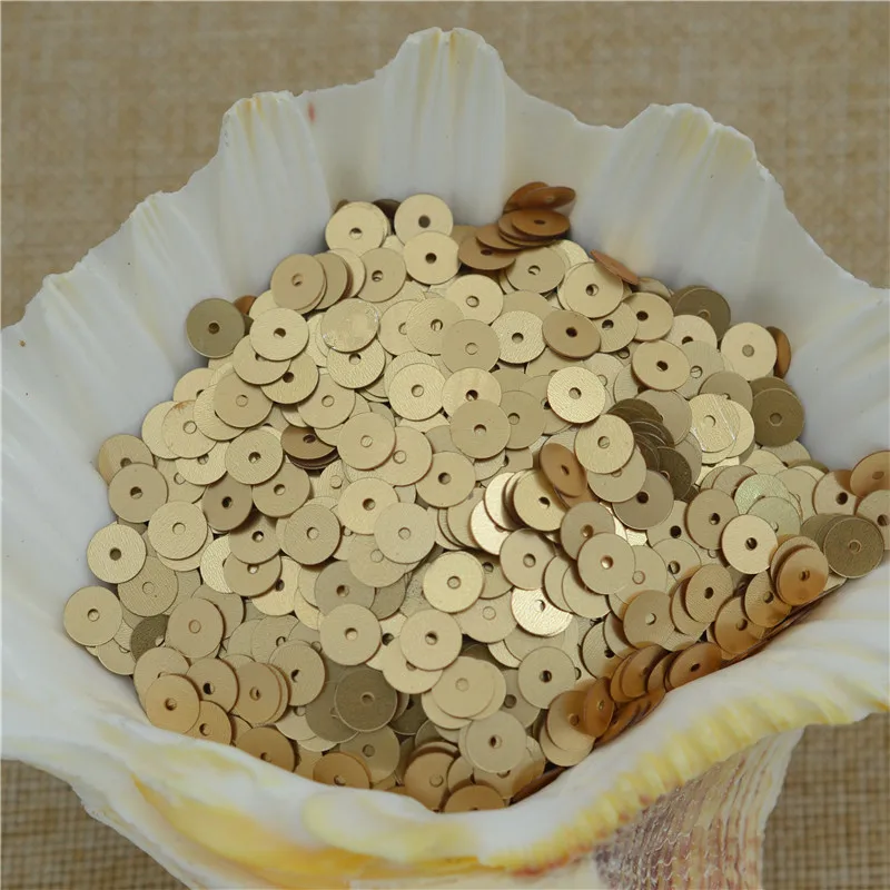 

Hot Sale 6mm Matte Light Coffee Color 30g Flat Round Loose Sequins for Crafts Paillette Sewing Wedding Crafts PVC DIY Materials