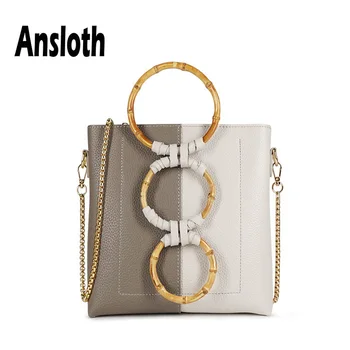 

Ansloth Wooden Handle Crossbody Bag For Women 2019 PU Leather Shoulder Bag Lady Large Quality Handbag Female Simple Tote HPS556