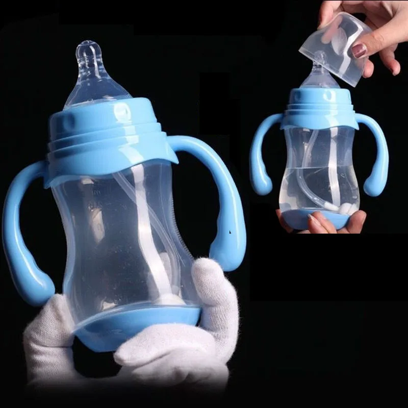 

1Pcs Cute Baby Feeding Milk Bottle with a Straw BPA Free Children Learn Feeding Drinking Kids Water Bottles Training Cup