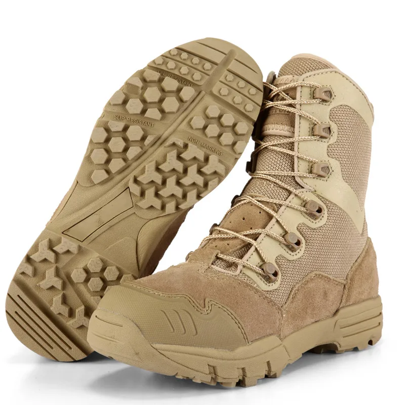 جماهير الجيش في مجال التدريب الجلود تنفس أحذية تسلق أحذية عالية أنبوب التمهيد الصحراء القتالية التكتيكية العسكرية