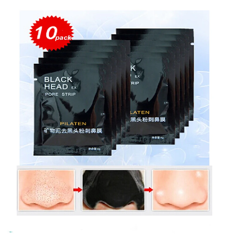 

PILATEN 20pcs/lot Facial Minerals Mud Membranes Clay Black Mask Strips Cleaner Nose Pore Blackhead Acne Remover Mask Face Care